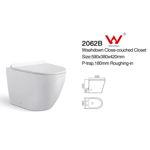 Toilet bathroom rimless in wall white ceramic toilet suits 590x380x420mm