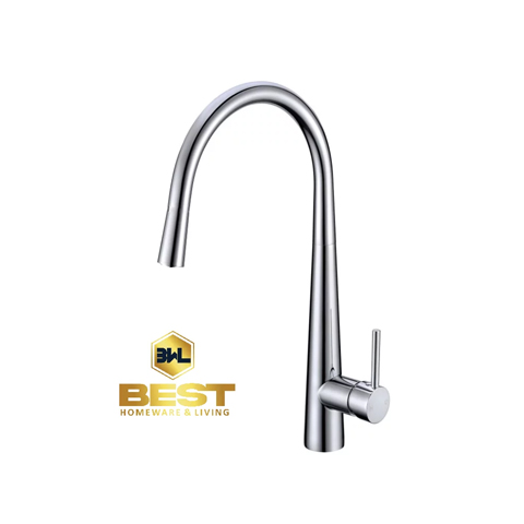 Round tall 360 Swivel Chrome finished kitchen sink mixer tap with hot and cold water outlet