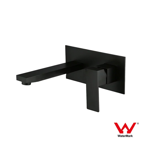 Rectangular black finished solid brass spout mixer for bathtub and basin 35mm