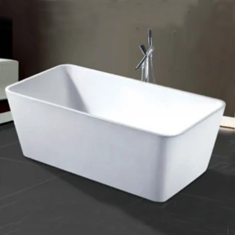 Freestanding Rectangular Bathtub Acrylic Gloss White Bathtub With Overflow 1500X750X600