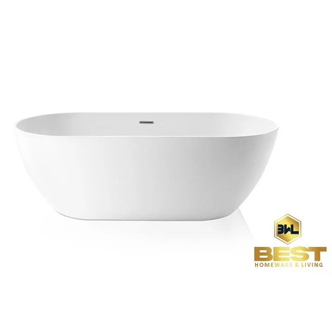Freestanding Oval bathtub Acrylic gloss white bathtub with overflow 1500X750X600