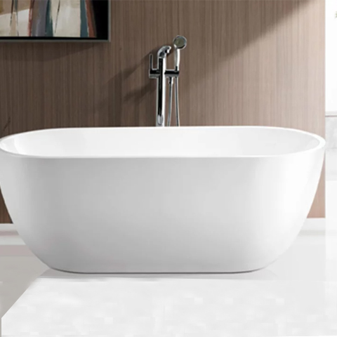 Freestanding Oval bathtub Acrylic gloss white bathtub with overflow 1600X800X600