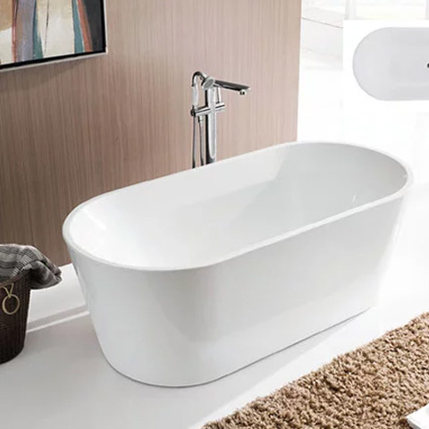 Freestanding Oval bathtub Acrylic gloss white bathtub 1500X750X580