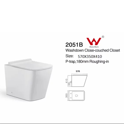 Toilet bathroom rimless in wall white ceramic toilet suits 570x350x410mm